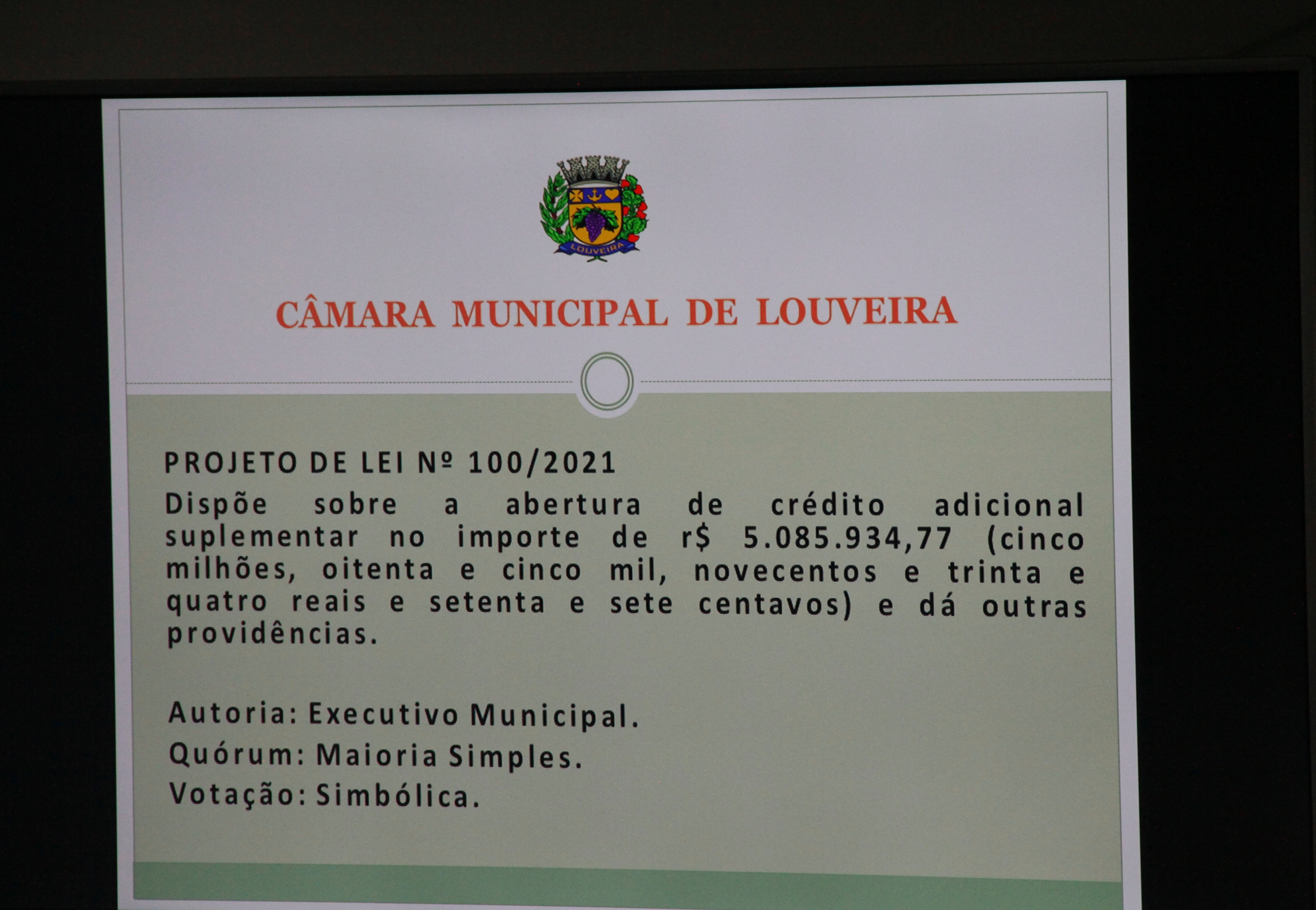 Prefeitura solicita autorização para abertura de crédito de R$ 5,2 mi