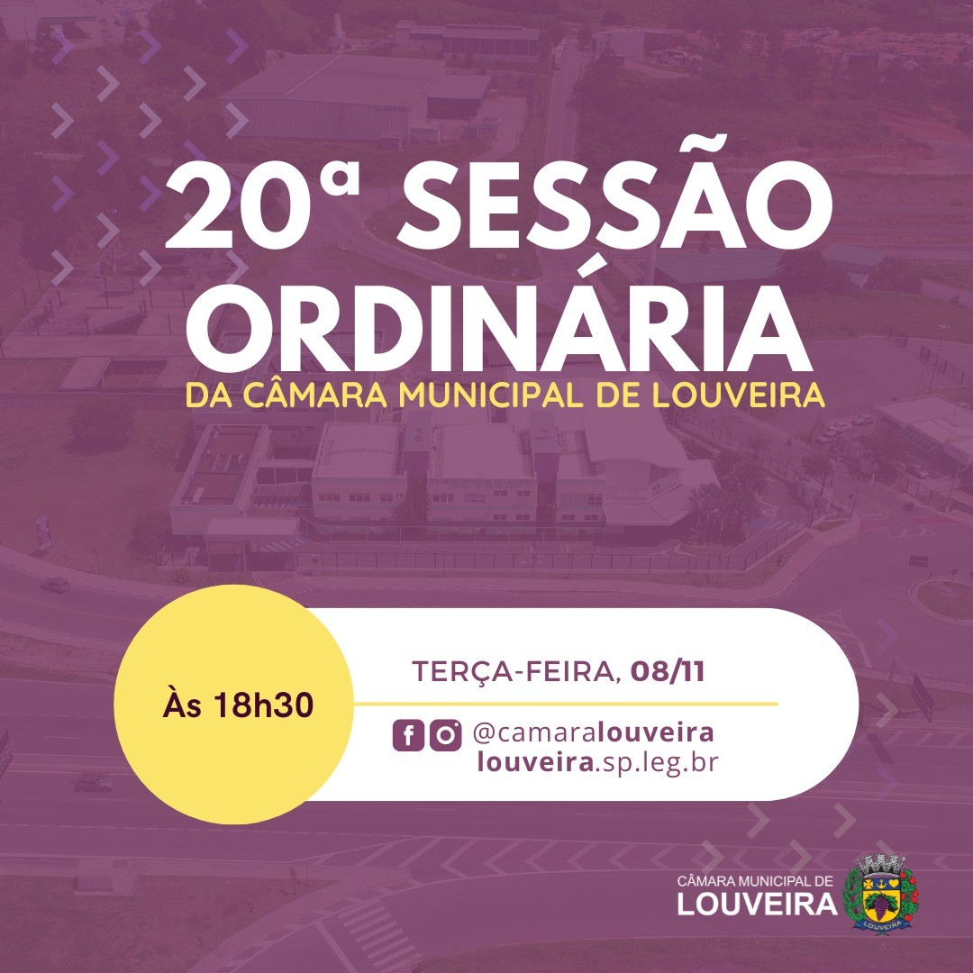 Acompanhe a 20ª Sessão ordinária da Câmara
